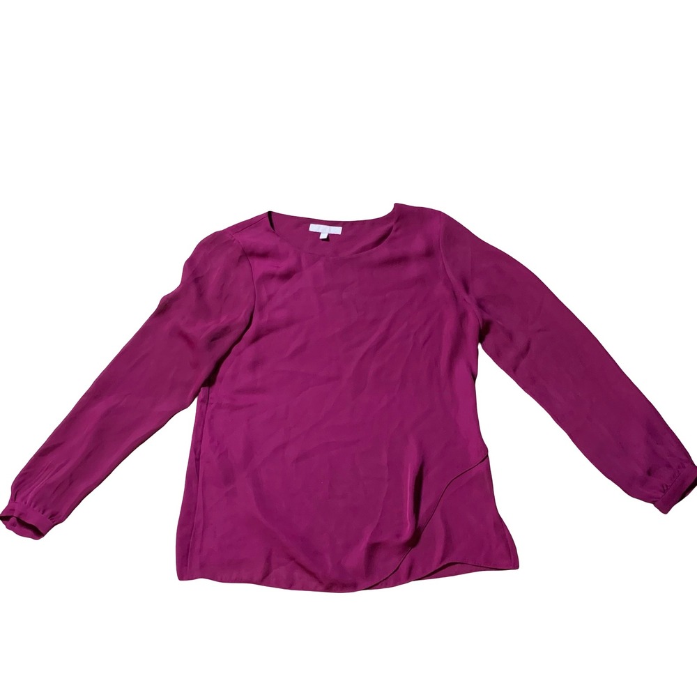 Banana Republic Magenta Purple Long Sleeve Blouse Top Crew Neck Size M